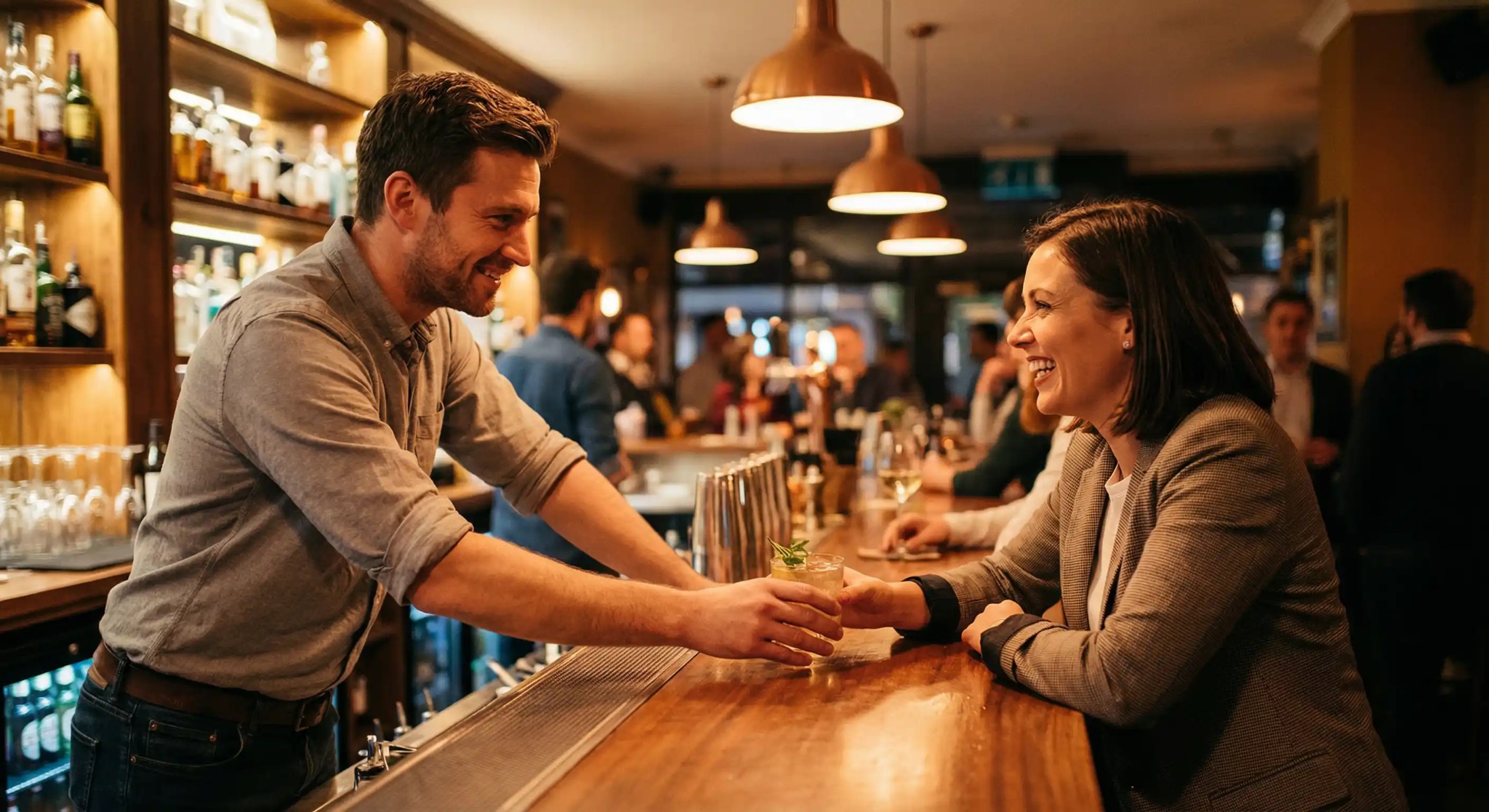 Close-up cocktail shaking technique during bartender training with shaker and bar tools